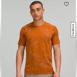 [S] Lululemon Men’s Butternut Brown Orange & Silver Metal Vent Tech Tee 2.0